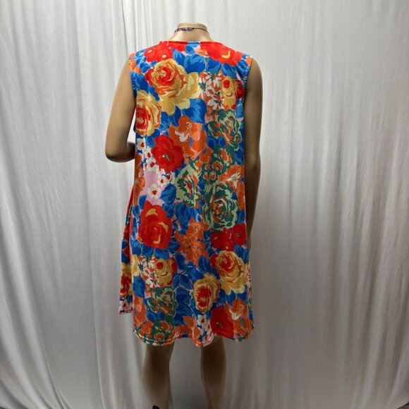 Simple Fun Dress Womens Size XL Bold Floral Sleeveless Summer Shift - Picture 4 of 9